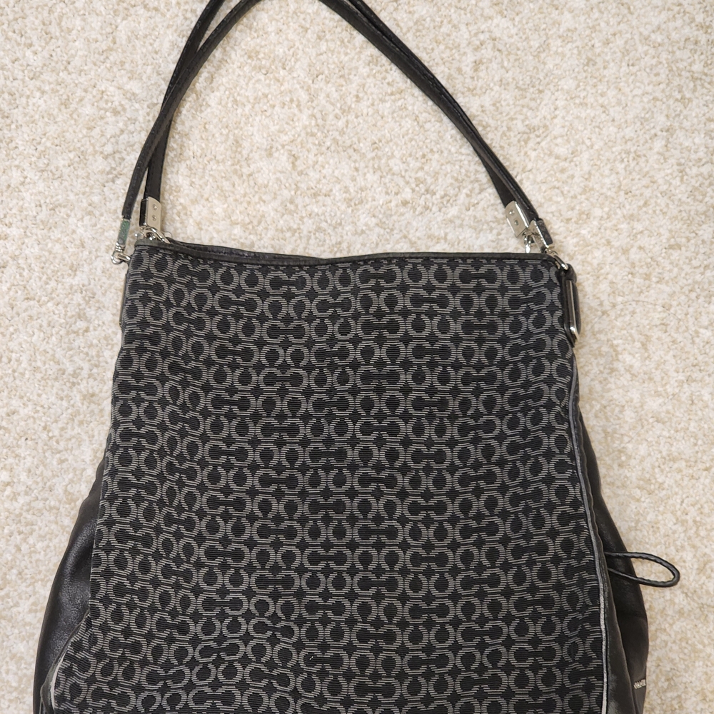 Coach Black and Gray Patterned Shoulder Bag
